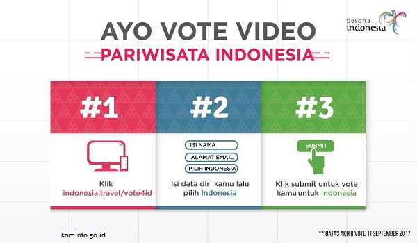 Dukung dan Menangkan Indonesia di Kompetisi Video Pariwisata UNWTO 2017
